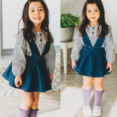 

Cute Newborn Toddler Baby Girl Strap Denim Dress Overalls Princess Party Dresses