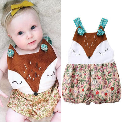 

Newborn Infant Baby girls boys Fox Animal Playsuit Backless Sleeveless Romper Jumpsuit