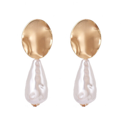 

2019 new pearl Pendant Earrings Gold Statement dangle drop Earrings For Women Weddings Party Irregular Geometric Jewelry Gift