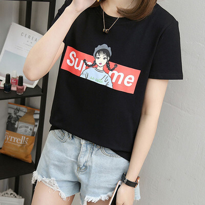

Short-sleeved t-shirt female summer dress female wild loose cartoon half-sleeved shirt t-shirt