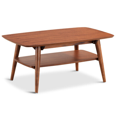 

2-Tier Rectangular Accent Coffee End Table with Storage Shelf