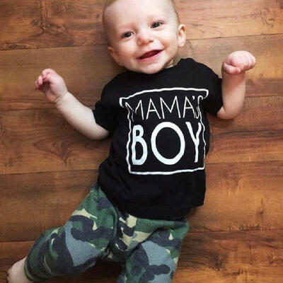 

Newborn Baby Boy Casual Camo T-shirt Tops Long Pants Outfits Clothes