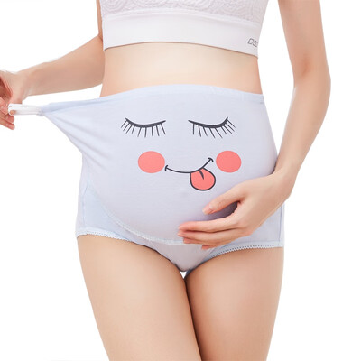 

825 Pregnant Women Underwear Cotton Breathable High Waist Lift Adjustable Cute Cartoon Expression Pants