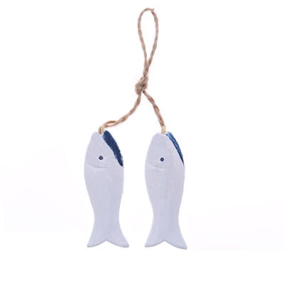 

Mini Adorn Crafts Wooden Fish Decorated Mediterranean Style Pendant Decor