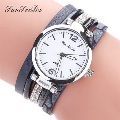 

High Quality Womens Watches Exquisite Dial Ladies Fashion Quartz Wristwatch Leather Winding Bracelet Clock Relogio Feminino