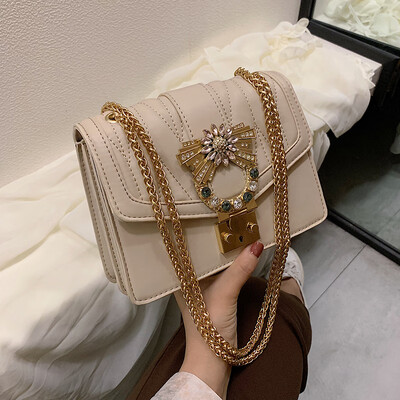 

Luxury Brand Female Flap Bag 2019 New Quality PU Leather Womens Designer Handbag Diamond Lock Chain Shoulder Messenger Bags