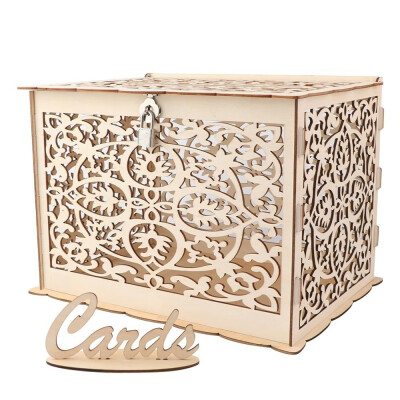 

Natural DIY Gift Money Box With Lock Beautiful Decoration Supplies For Birthday Party Wooden Wedding Card Box