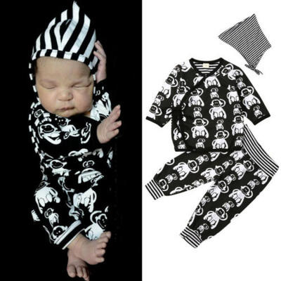 

US 3Pcs Newborn Baby Boy Girl Clothes Top T-shirt Pants Autumn Cotton Outfit Set