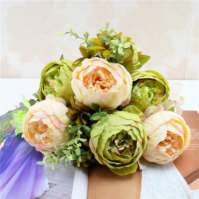 

〖Follure〗2 Bouquet Vintage Artificial Peony Silk Flowers Bouquet for Decoration