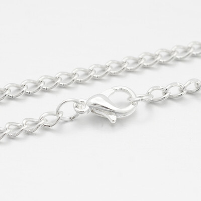 

Iron Twisted Chain Necklace Makings with Alloy Lobster Claw Clasps Silver 291
