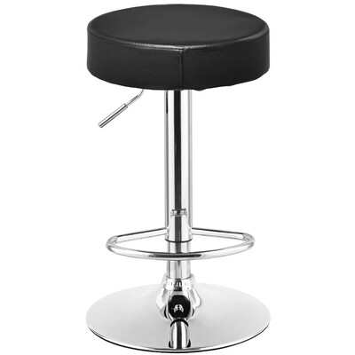 

Adjustable Round Leather Swivel Seat Bar Stool-Black