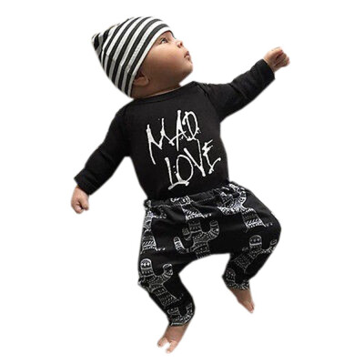 

2Pcs Newborn Baby Girls Boys Letter RomperPants Outfits Set Clothes