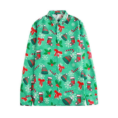 

Mens Long Sleeve Floral Shirts Printed Christmas Button Down T-shirts