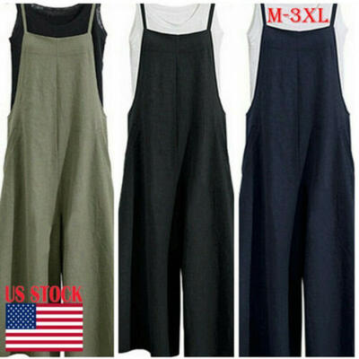 

Women Dungarees Harem Strap Loose Jumpsuit Baggy Trouser Overall Pants Plus Size