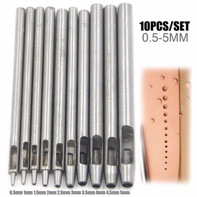 

〖Follure〗10Pcs Leather Craft Hole Puncher Hollow Round Punch Tool Strap Belt Stitching