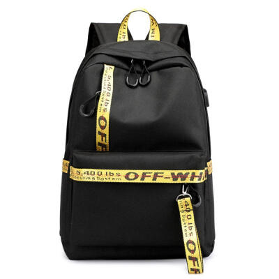 

Unisex Nylon Student Bag Laptop Backpack Travel Bags With USB Charging Port