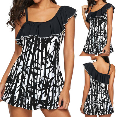 

Saidsome Women Plus Size Ruffles Print Bikini Swimjupmsuit Beachwear Swimwear