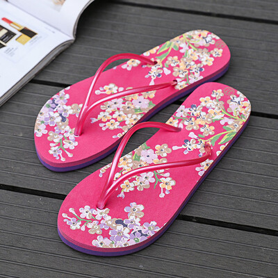 

Rose Women Ladies Girls Floral Flat Flip Flops Casual Sandals Slippers Beach Shoes