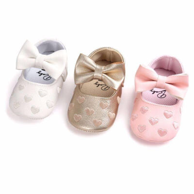 

New Cute Toddler Baby Boy Girl Soft PU Leather Bownot Ballet Shoes 0-18 Months