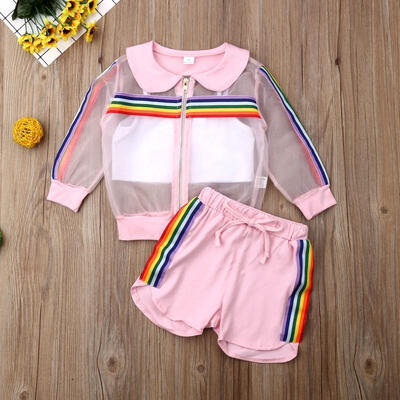 

Kid Baby Girl Long Sleeve CoatVestShort Pants Outfits 3PCS Clothes Set