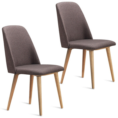 

Set of 2 Leisure Accent Armless Upholstered Dining Chairs-Brown