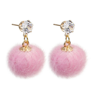 

Promotion Temperament Short Drop Earrings for Women Personalized Wild Simple Hair Ball Female Models Earrings