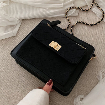 

French small crowdsourcing Western style Lingge chain bag womens bag new 2019 Korean version of Joker slung bag