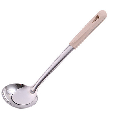 

Stainless Steel Spatula Thickening Wok Spatula With Wheat Straw Hand Soup Spoon