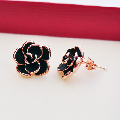 

Temperament black rose simple fashion earrings