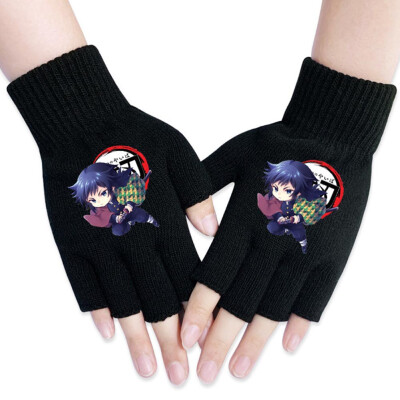 

lunanana Anime Demon Slayer Kimetsu no Yaiba Gloves Japanese Anime Cosplay Gloves Half Finger Gloves