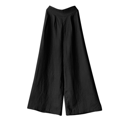 

Womens Cotton Linen Baggy Loose Trousers Ladies Casual Pants Wide Legs -3XL