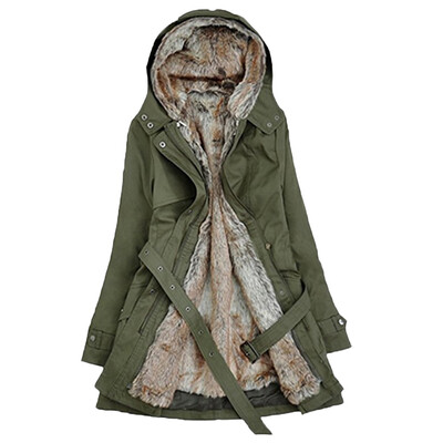 

Roseonmyhand Ladies Fur Lining Coat Womens Winter Warm Thick Long Jacket Hooded Parka