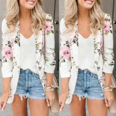 

NEW Fashion Women Casual Slim Business Blazer Suit Coat Jacket Outwear FLORAL