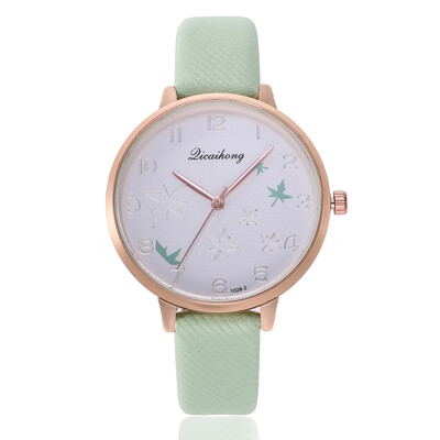 

Korean fashion maple leaf dial ladies watch digital scale quartz watch