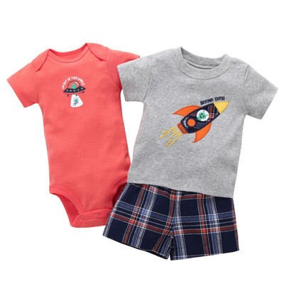

Baby Sets Teamsters Baby Boy & Girl Clothing Set Short T-shirt Shorts or Romper 3 pcs Set 0-24M