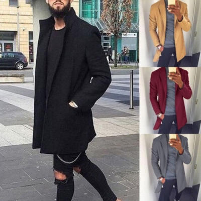 

New Men Fashion Winter Coat Casual Long Sleeve Gentleman Woolen Overcoat Autumn Keep Warm Hot Sale