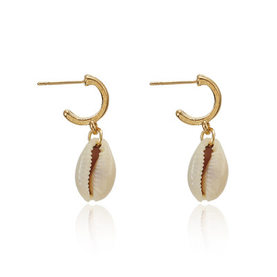 

Bohemia Sea Shell Earrings For Women Gold Color Metal Shell Cowrie Statement Earrings 2019 Summer Beach Boho Fashion Jewelry