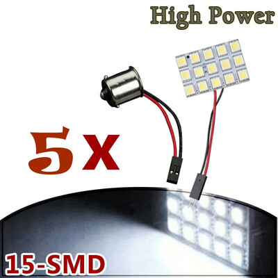 

5x White 5050 15SMD Panel Led RV Interior Dome Light Bulb 1156 BA15S Adapters