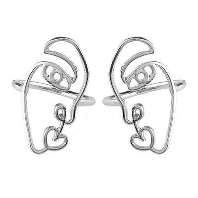 

Hip Hop unique abstract face hollow minimalist game half face Rings