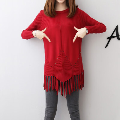 

Autumnwinter 2018 The new loose long fat mm in bigger sizes show thin sweater is natural yards dress