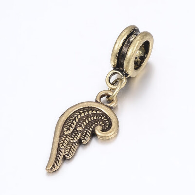 

Tibetan Style Alloy European Dangle Beads Large Hole Pendants Cadmium Free & Nickel Free & Lead Free Wing Antique Bronze