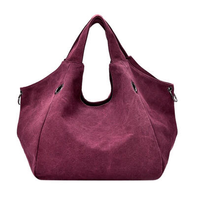 

Large Capacity Shoulder Handbags Women Solid Color Canvas Top-handle Bags