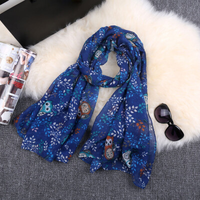 

Gobestart Women Ladies Owl Print Pattern Lace Long Scarf Warm Wrap Shawl