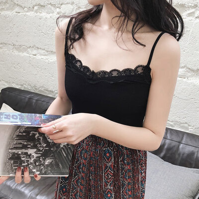 

Women Summer Fashion All-match Concise Sexy Charming Slim Fit Lace Decor Camisoles Tops