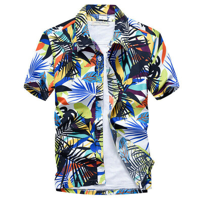 

Men Hawaiian T Shirt Short Sleeve Summer Holiday Floral Beach Blouse Shirts Tops