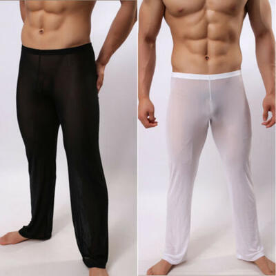 

Sexy mens home Sleeping See-through Soft Mesh Perspective Lounge Long Pants