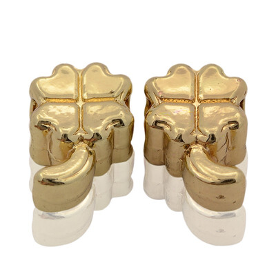 

Nickel Free & Lead Free Unfading Golden Alloy European Beads Large Hole Clover Beads 16x11x7mm Hole 4mm