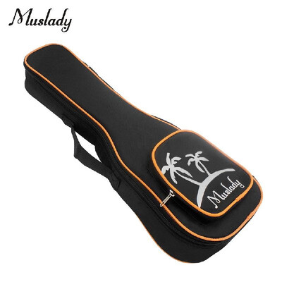 

Muslady 21 Inch Soprano Ukulele Bag Uke Ukelele Zippered Case Coconut Tree Pattern Style with Adjustable Single Shoulder Strap Bla
