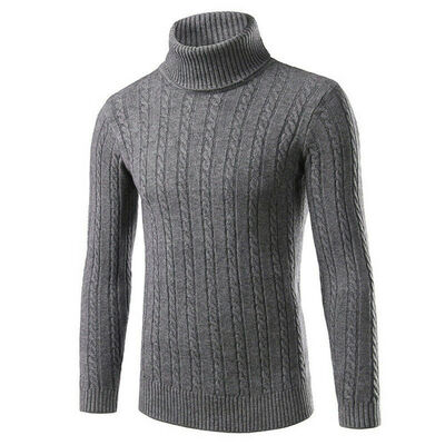 

Mens Slim Warm Knit High Neck Pullover Jumper Sweater Top Turtleneck Winter