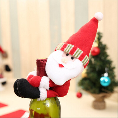 

Tailored Christmas Decor Red Wine Bottle Cover Bags Decoration Home Party Santa Claus